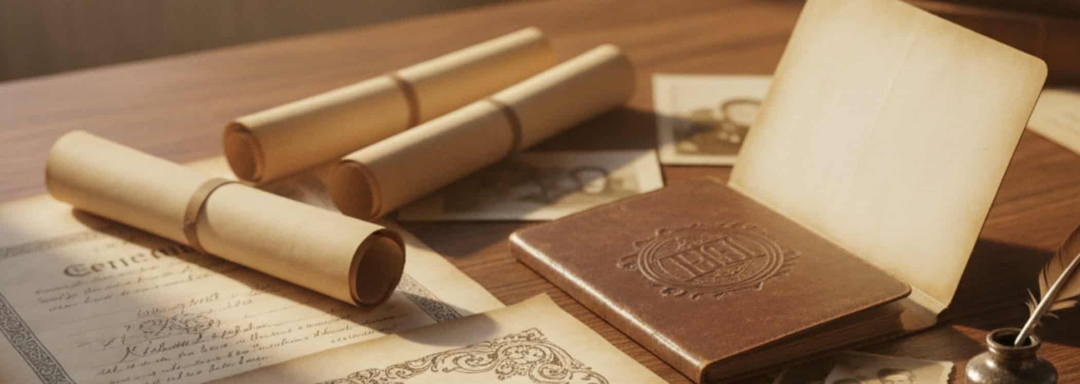 מסמכים ותעודות משפחתיות ישנות לצד דרכון לבדיקת זכאות לאזרחות אוסטרית